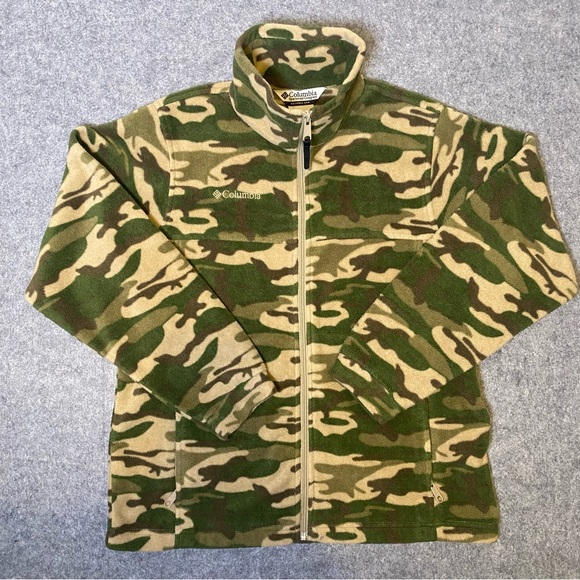 Columbia Kids Boys Green and Tan Camouflage Fleece Jacket, Size 14/16 - Picture 1 of 9